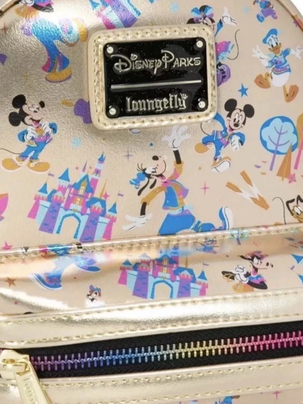 Disneyland 70th Anniversary Mickey & Friends Loungefly Mini Backpack NWT